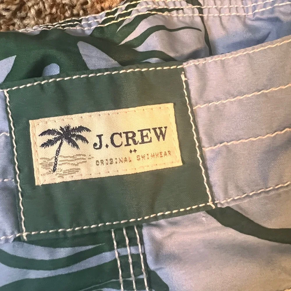 J. Crew Floral Swim Trunks Board Shorts‎ with Pocket Blue Green Mens Size 32